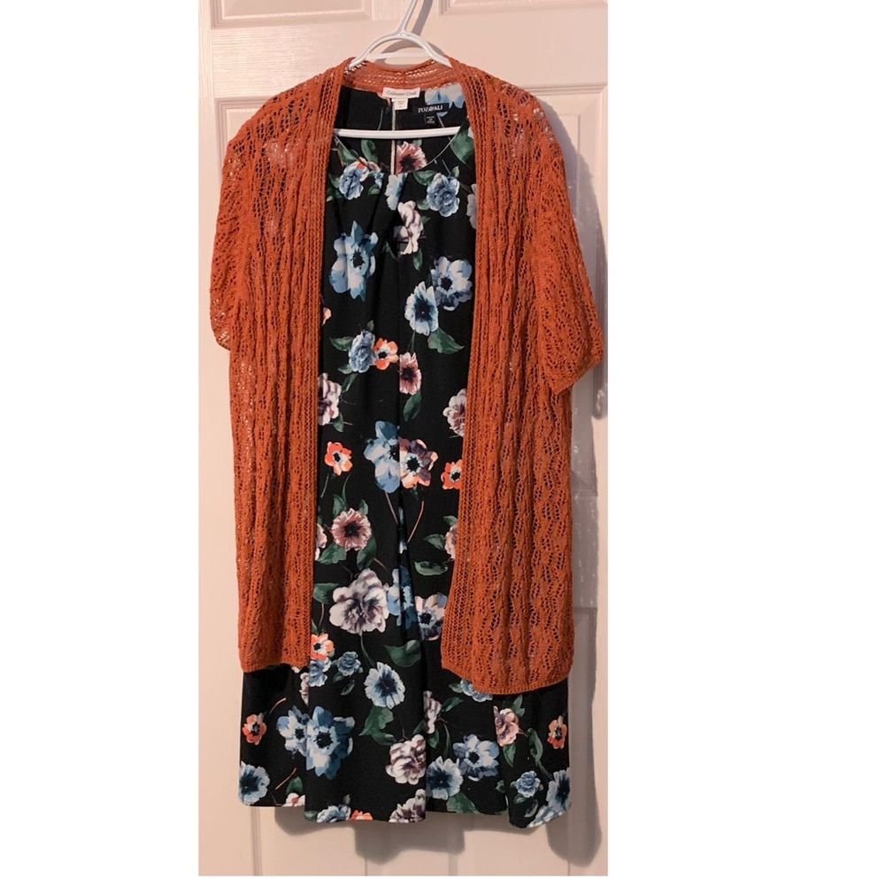 Roz & Ali size 24 dress and Coldwater Creek crocheted sweater.